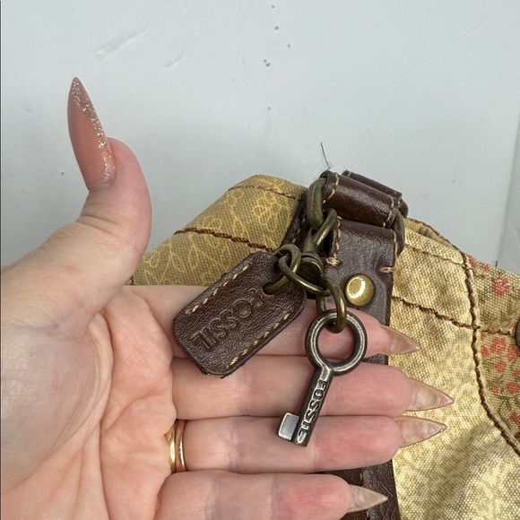 Vintage Fossil floral Patchwork Brown and Tan Women's Bag - Picture 6 of 10